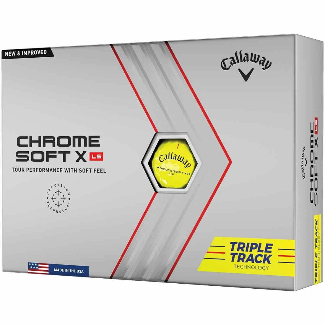 Callaway Chrome Soft X LS Triple Track Yellow Personalized Golf Balls